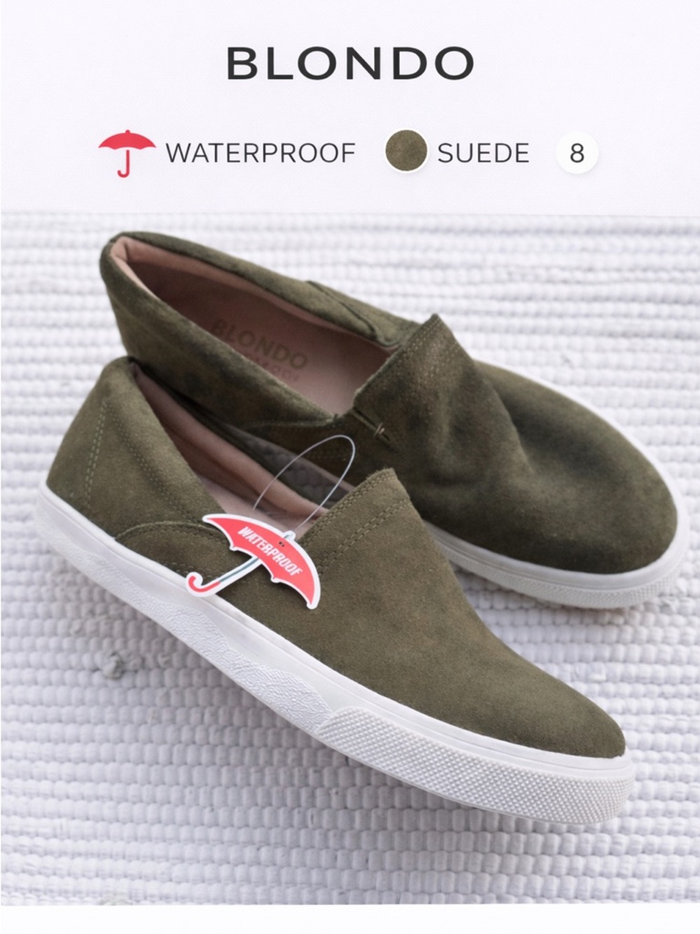 Blondo Waterproof Suede Slip On Sneakers Olive Size 8